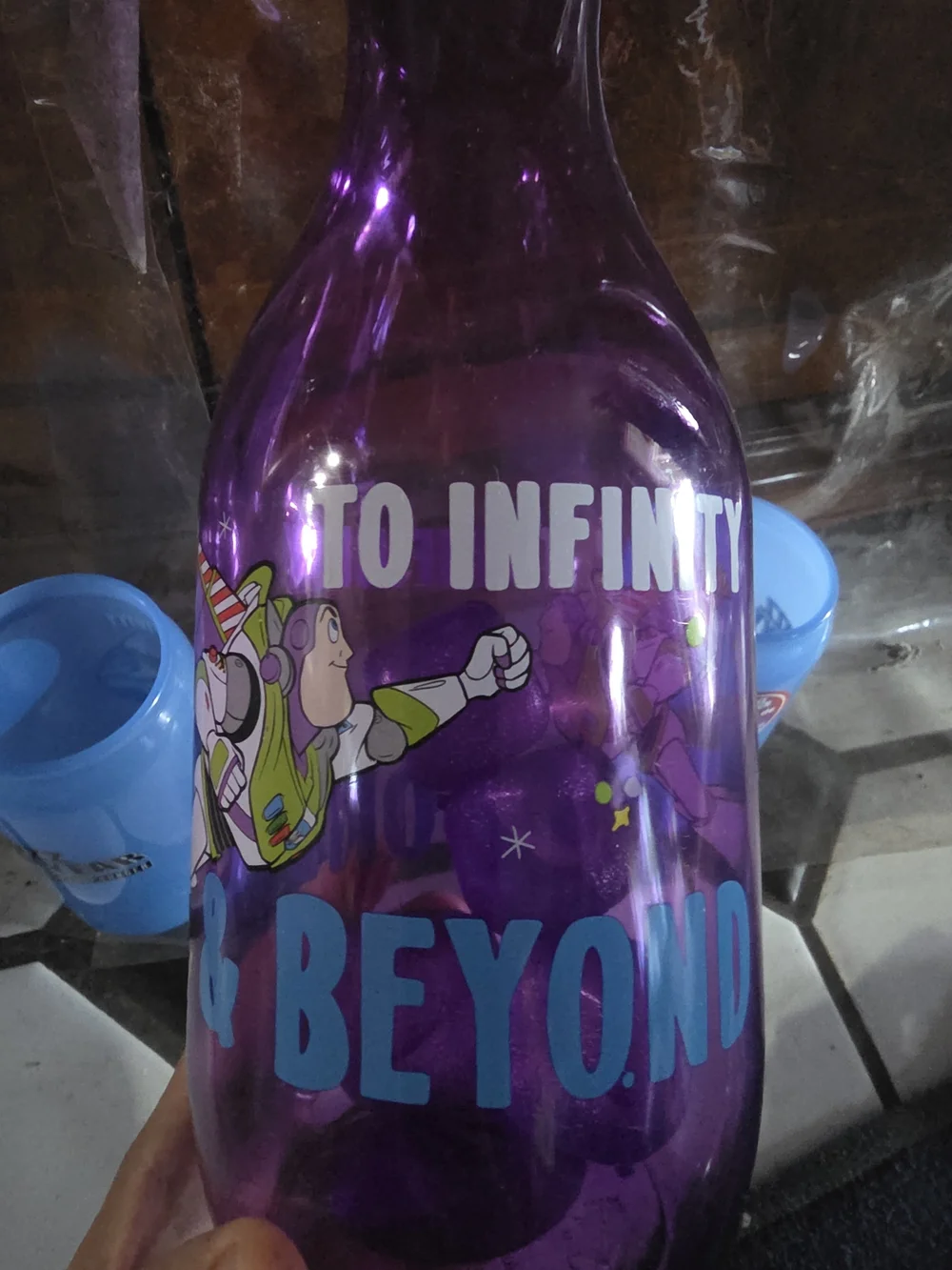 Disney Pixar Buzz Lightyear Purple Carafe & Blue Cups Set - To Infinity & Beyond